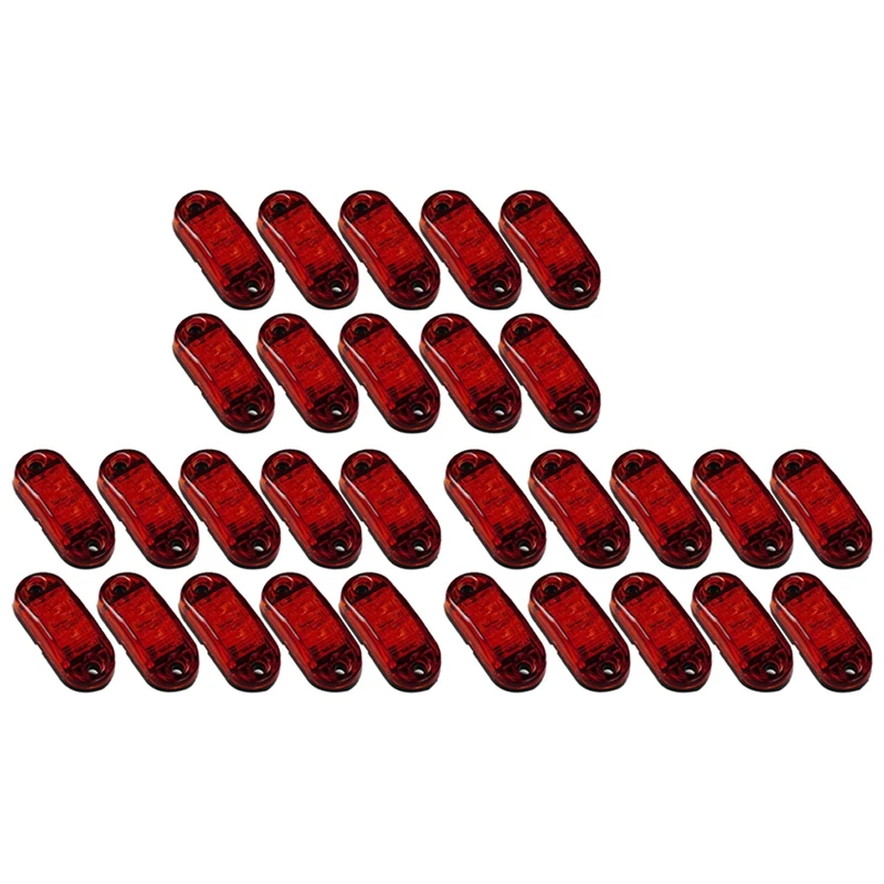 

30X Red LED 2.5Inch 2 Diode Light Oval Clearance Trailer Truck Side Marker Lamp