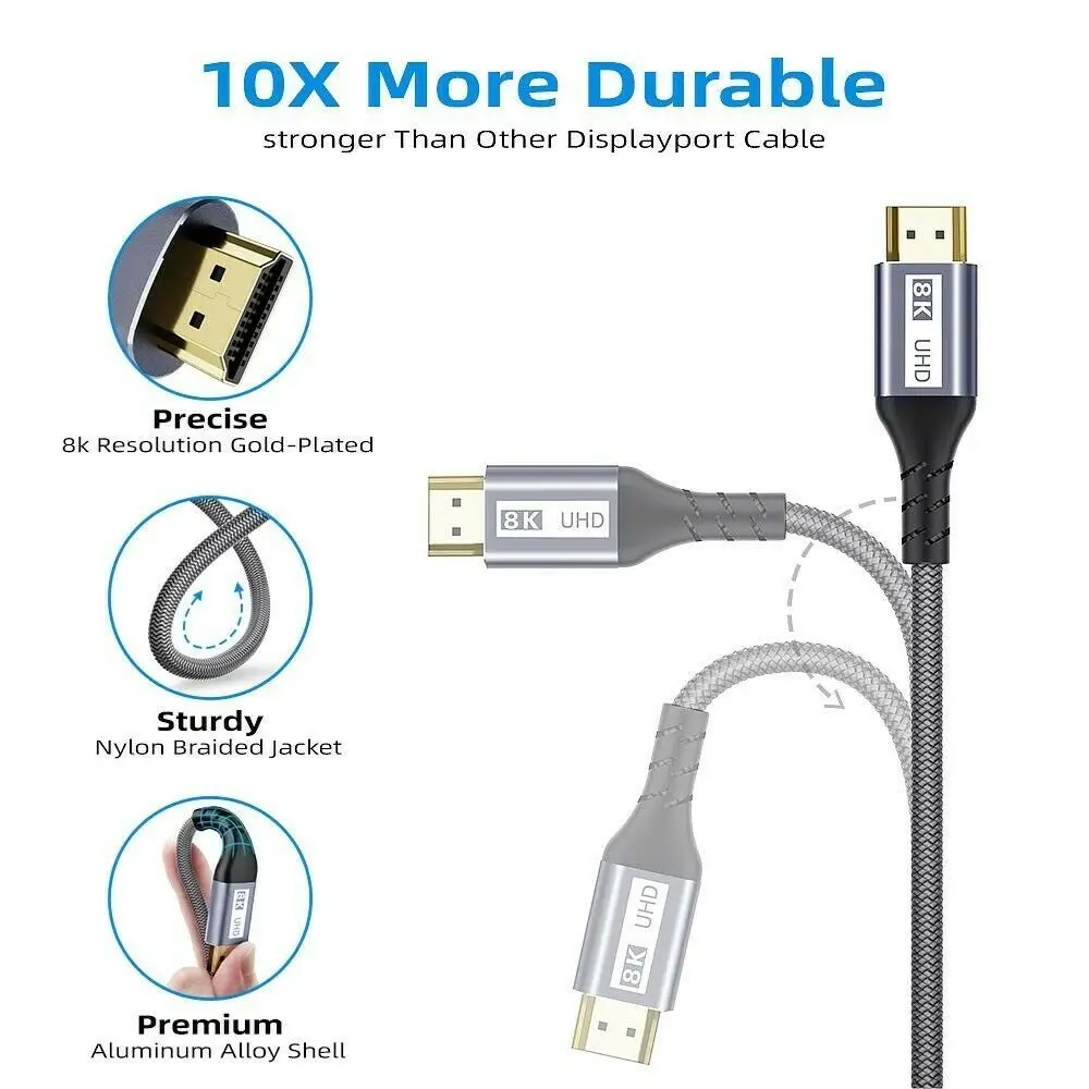 Кабель HDMI 2 1 Премиум 8K @ 60 Гц HDR 48 Гбит/с Ultra HD высокоскоростной шнур для ТВ