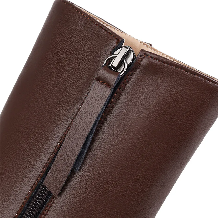 Winter Party Dress Ladies Platform Ankle Boots Black Microfiber Super High Chunky Heel Women Square Toe Zipper Plush Ankle Boots