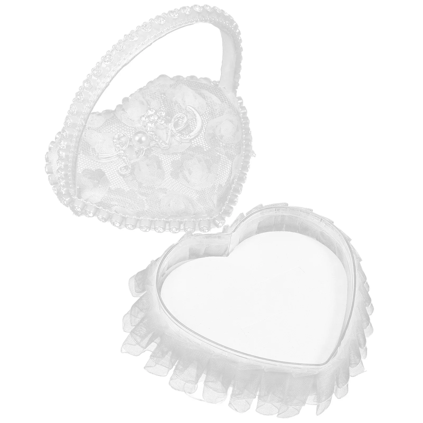 

White Accessories Party Supplies Ring Pillow Wedding Heart-shape Holder Display Box Romantic Lacering Bride