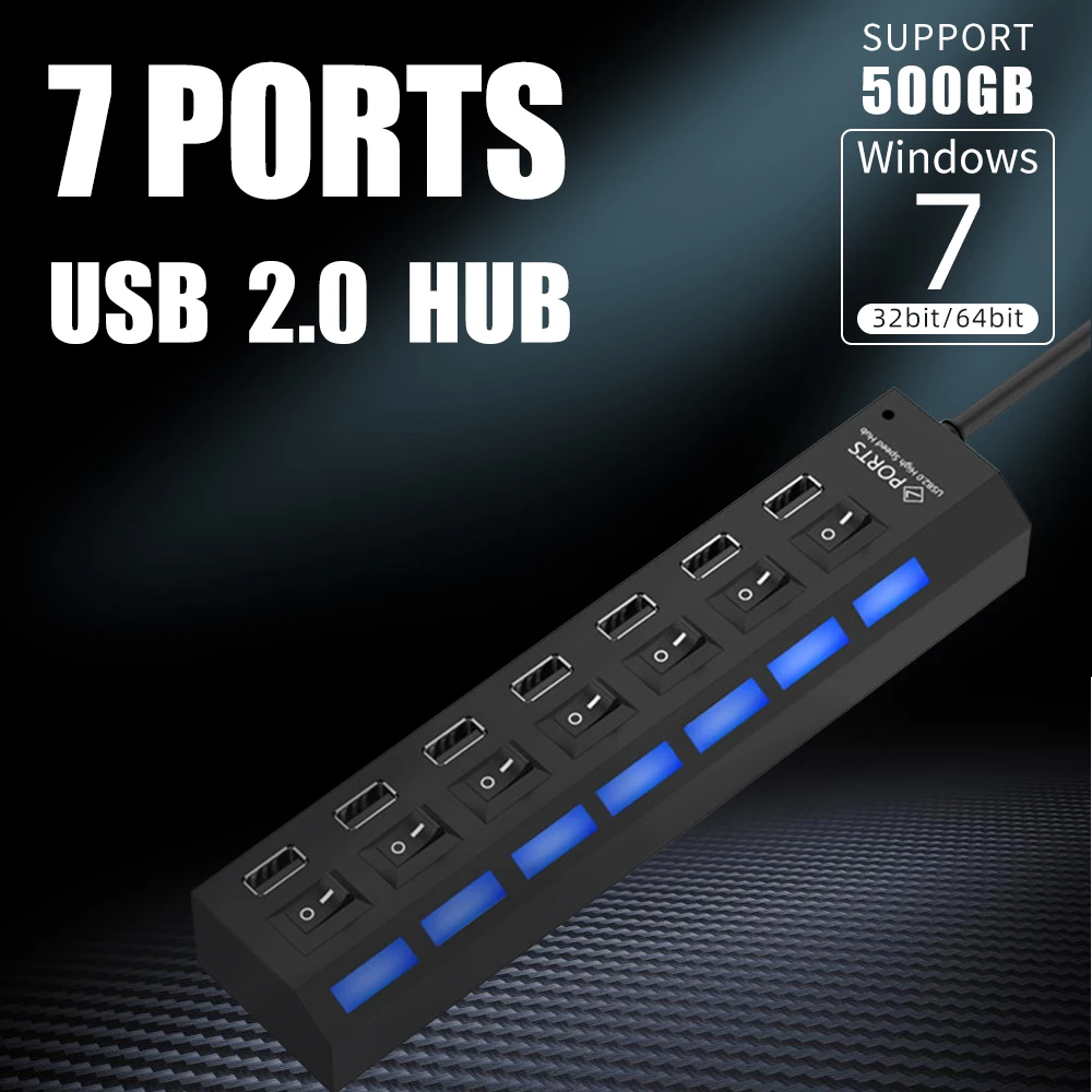 

USB-разветвитель, 4/7 портов, 2,0 Мбит/с