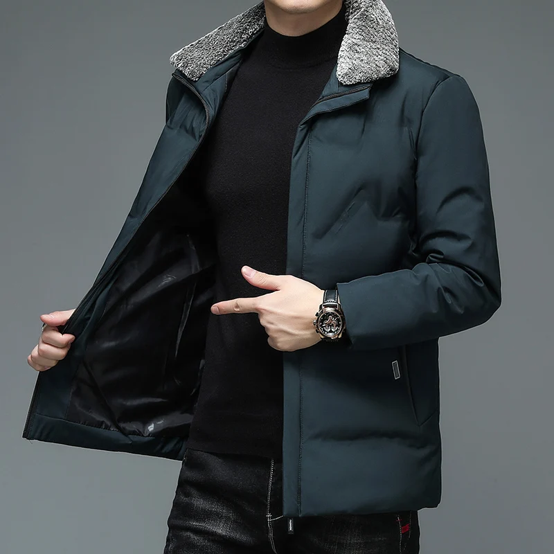 New Brand Casual Fashion Outerwear Men Padded Fur Collar Parkas Jacket Windbreaker Designer Coats Winter Warm Man Clothes