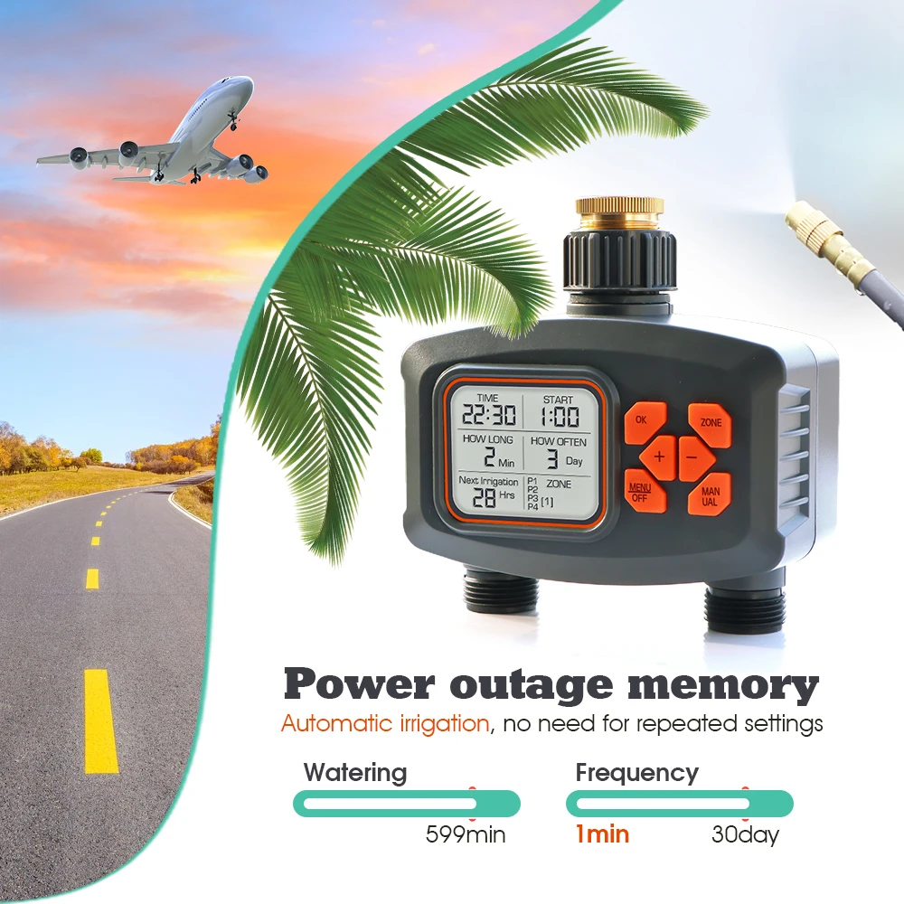 Умный Цифровой таймер для орошения сада устройство двухканального с ЖК-дисплеем