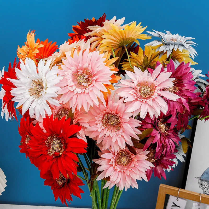 

Simulated Flowers With 5 Gerberas As Interior Decoration Decorations Fulang Chrysanthemum Artificial Flowers