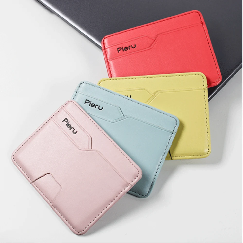 

Ultra-thin Credit Card Holders Artificial ID Card Cases For Women Men Short Wallet Mini Purse Simple Bus Cards Sleeve Card Bag