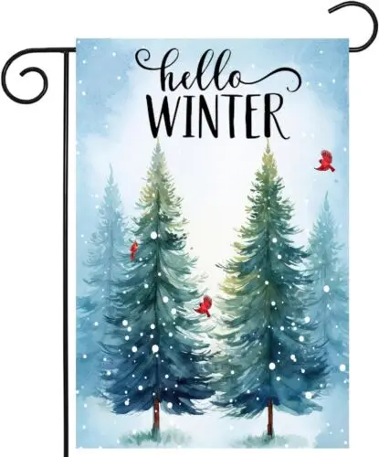 Садовые флаги Hello Winter Trees 12x18 вертикальные двусторонние украшения для дома