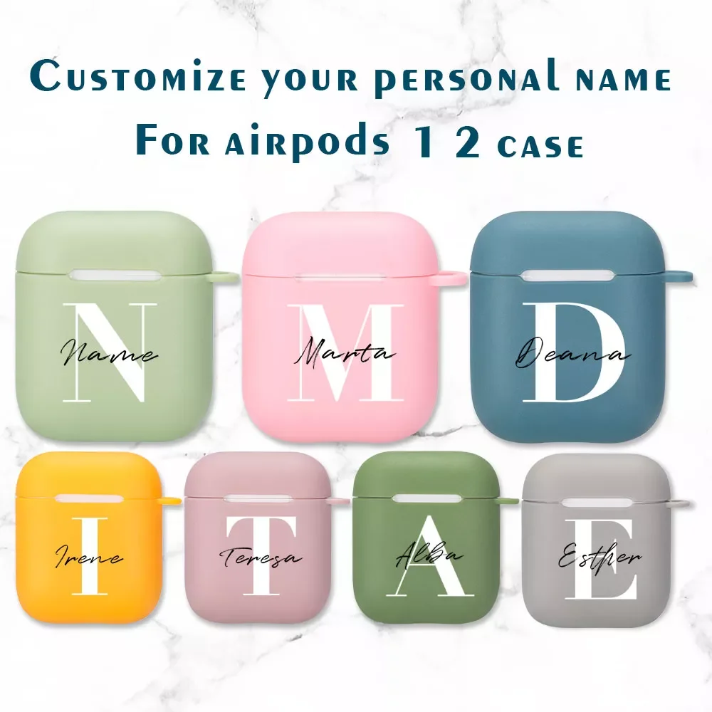 

Personalized Initial Name Combination For Airpods Case 1 2 Pro Silicone Soft Hard Earphone Pink Case For Give Girl Boy