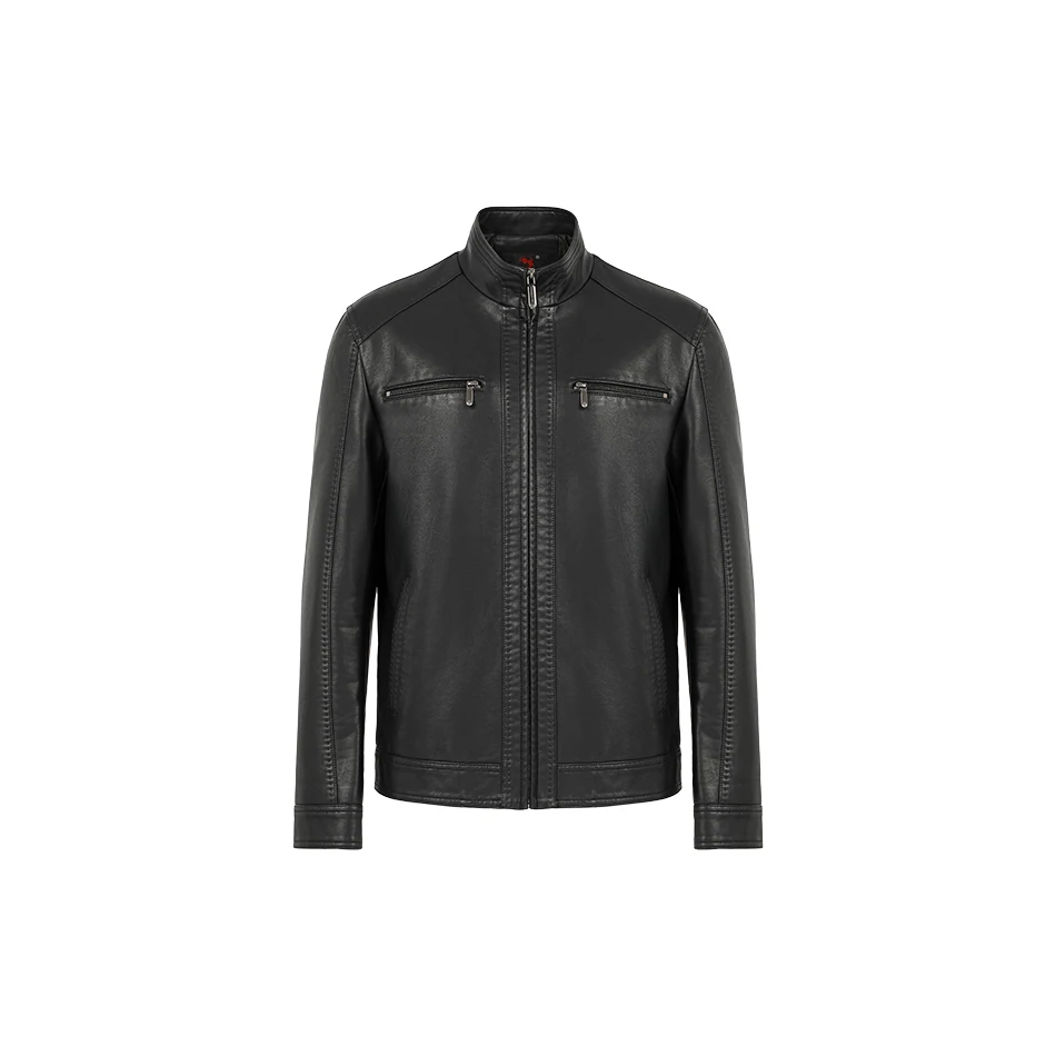 Мужская демисезонная кожаная куртка модная повседневная тонкая