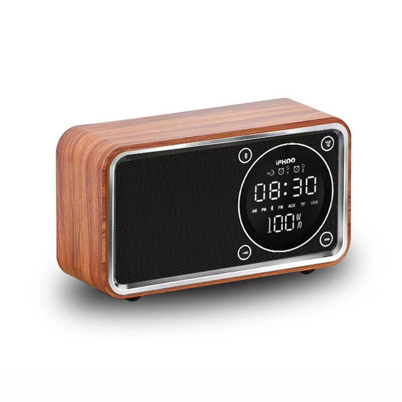 10W High Power Wooden Retro Portable Wireless Bluetooth Speaker Outdoor Subwoofer 3D Surround FM Radio Alarm Clock USB With MIC