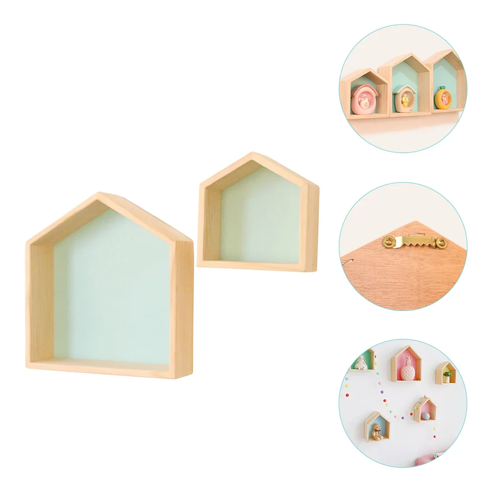 

2Pcs Floating Wall Shelves House Shape Floating Shelves Decorative Display Shelf