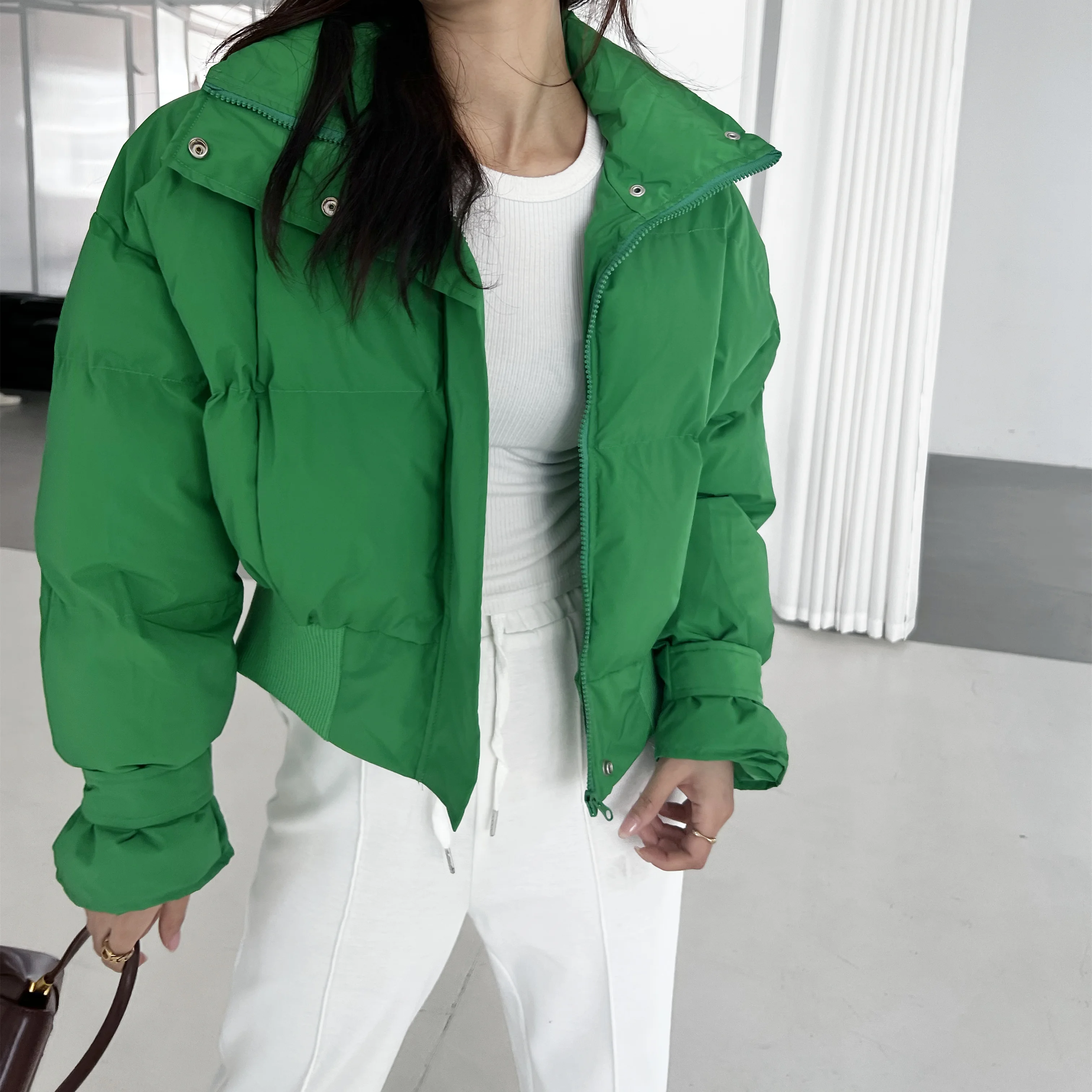 

Chic Loose Cotton-Padded Women Stand Collar Puffer Parkas Ladies Coats Female Casual 2022 Thicken Warm Winter Jackets K515