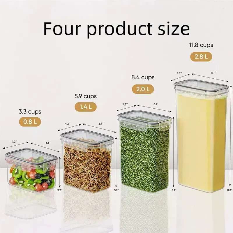 Kitchen Sealed Jar Cereals Plastic Large Storage Transparent Food Tank Crisper