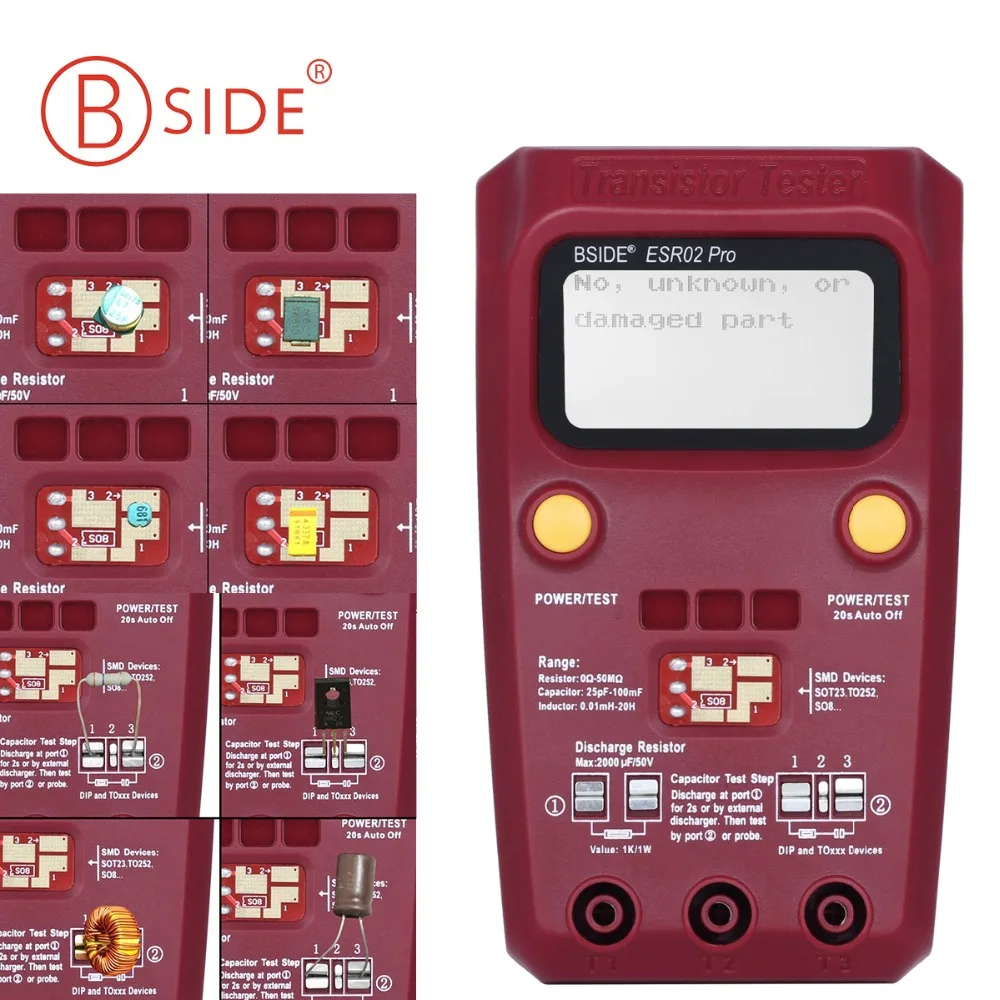 Многоцелевой тестер Bside ESR/SMD измеритель емкости и для диодов триодов BSIDE ESR02pro