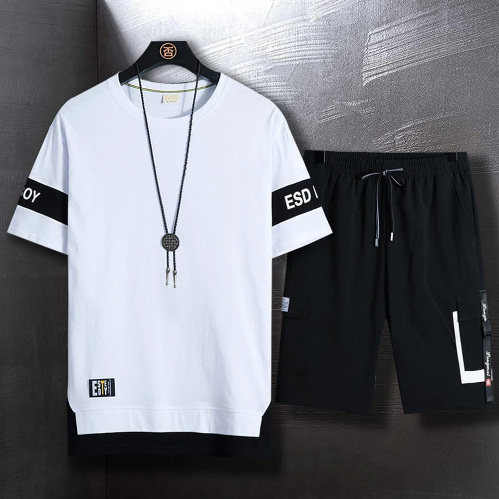 Костюм спортивный мужской с принтом повседневный комплект из 2 предметов шорты