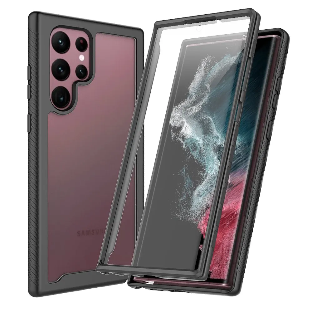 

Ударопрочный прозрачный чехол из поликарбоната, встроенная защита экрана, бампер из ТПУ, прочный защитный чехол для Samsung Galaxy S22, ультратонки...