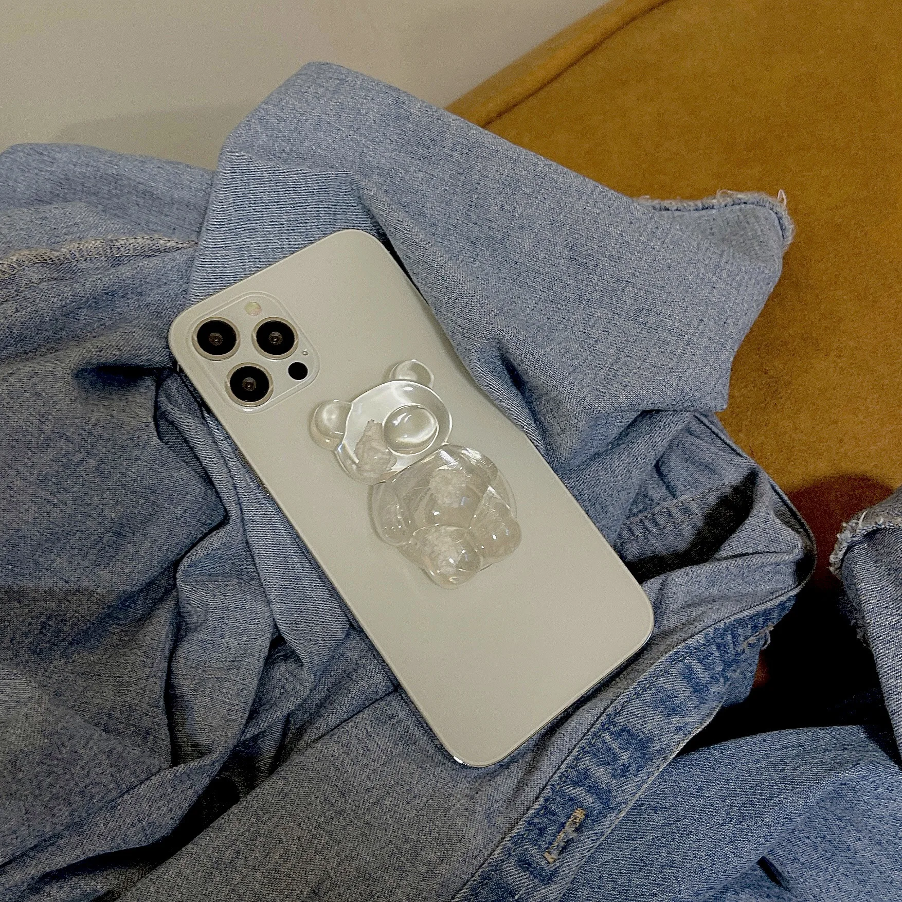 INS Korea 3D Cute Bear Phone Holder Griptok Support for IPhone 13 Xiaomi Grip Tok Folding Handband Finger Stand Smartphone | Мобильные