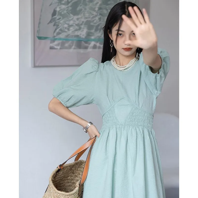 

Длинное женское платье COIGARSAM, Новинка лета 2022, милое тонкое платье во французском стиле с пышными рукавами, Прямая поставка