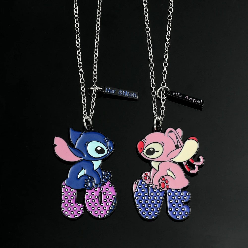 Bff Necklace Disney Lilo and Stitch Best Friend Necklace for 2 Friends Heart Pendant Accessories Kids Jewellery for Girls