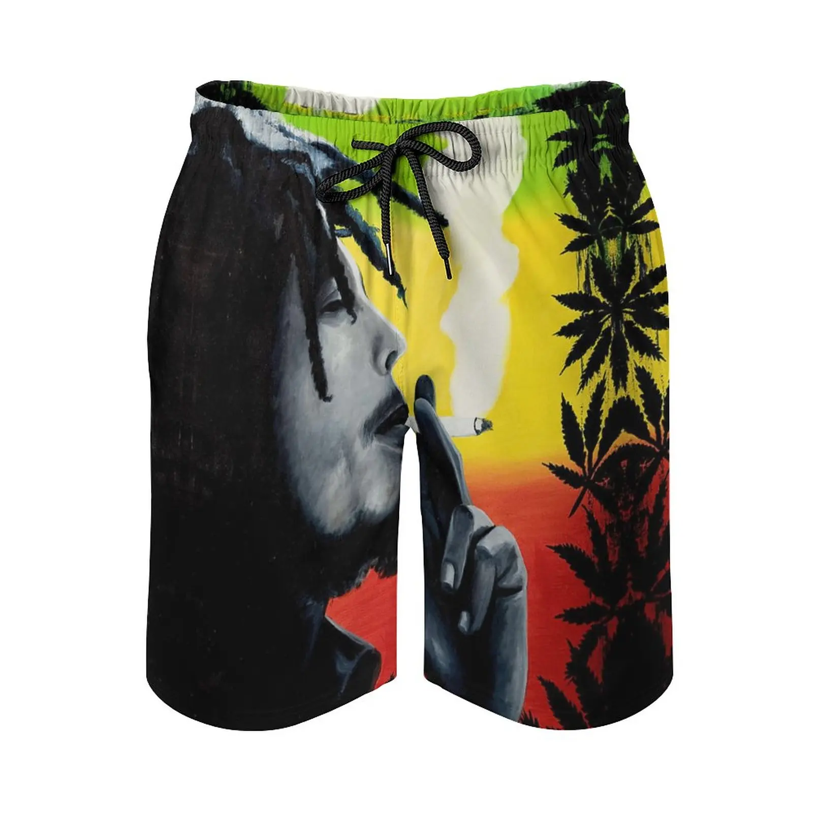 

Beach Pants Anime Beach Bobs And Marley Smoking Jocelyn Passeron Breathable Quick Dry Graphic Cool Casual Adjustable Drawstring