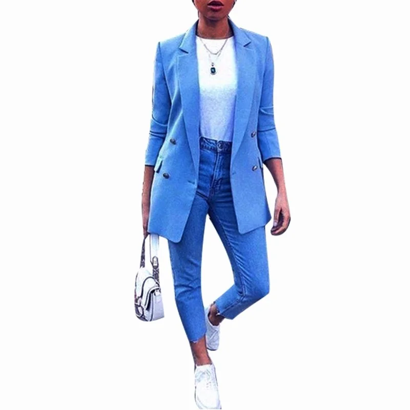 Fashion Office Lady Solid Color Blazer Womens Autumn Ladies Turn Collar Oversize Long Sleeve Suit Jacket New Chic Formal Wear