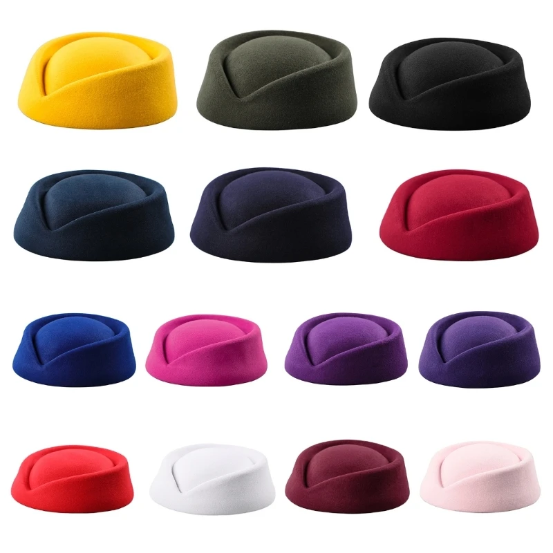 

Beret Hat Caps Airline Stewardess Flight Attendant Vintage Looking Hat Uniform Stewardess Pillbox Hat Teardrop Hat