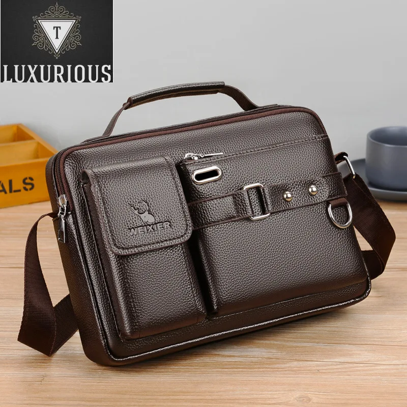 

Brand Men Shoulder Pu Leather Business Messenger for Man 2023 New Vintage Small Male Crossbody Bags Designer Handbags