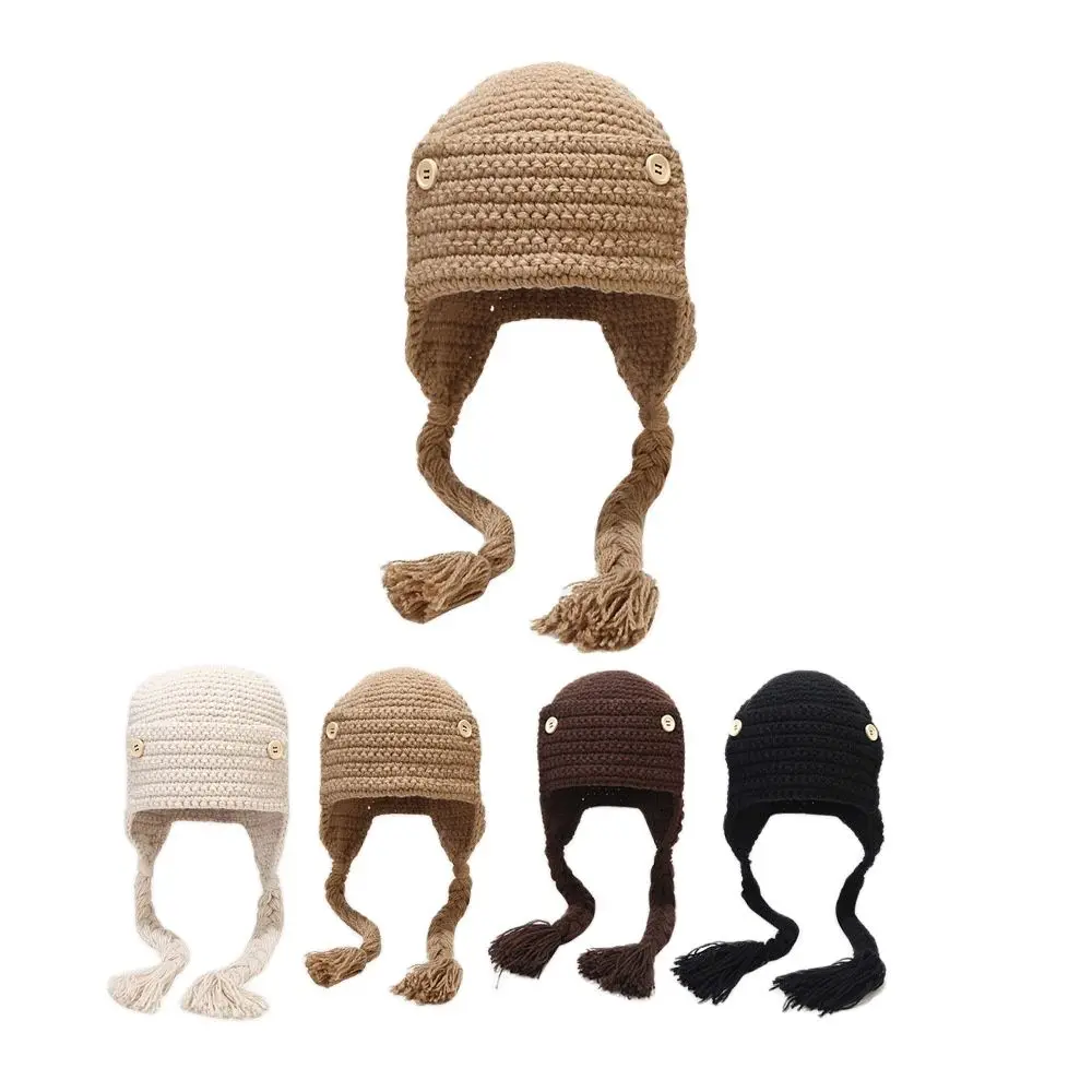 

2022 New Beanies Autumn and Winter Knitted Wool Warm Earflaps Hat Women Man Funny Twisted Braid Solid Russian Hat Windproof