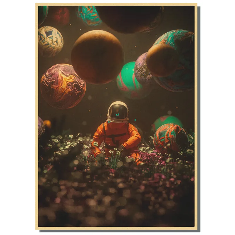 Винтажная космическая мечта астронавт и искусство крафт-бумага ретро плакаты