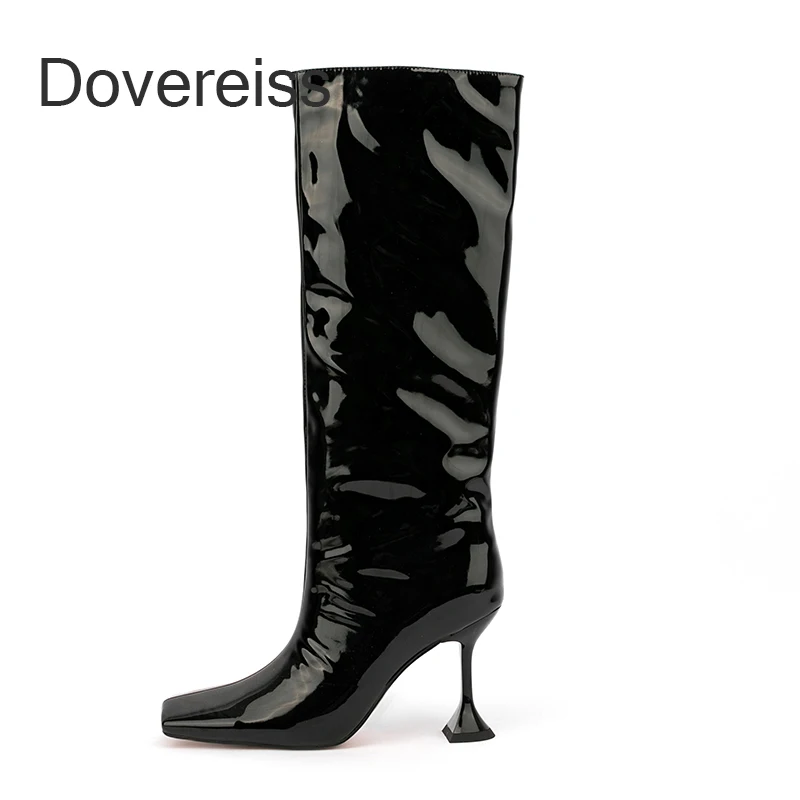 

Dovereiss Fashion Women's Shoes Slip On Winter Square Toe New Knee High Boots High Heels Stilettos Heels Sexy Elegant42 43 44 45