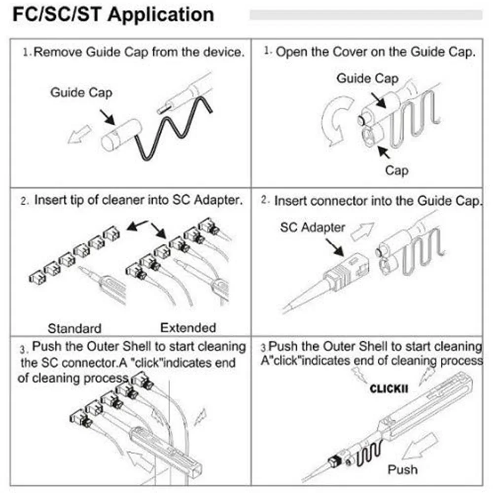 

Fiber Optic Cleaner Pen Fiber Optic Cleaner Connectors Cleaning 800+Cleans for LC/MU 1.25mm UPC/APC Ferrules Push Type