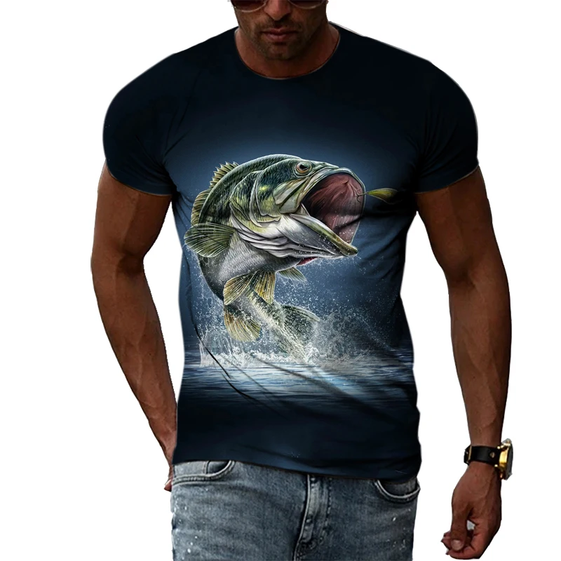 

Interesting 3D Fishing graphic t shirts Summer trendyol men Personality Casual Print T-shirt O-neck Hip-Hop Style streetwear Tee