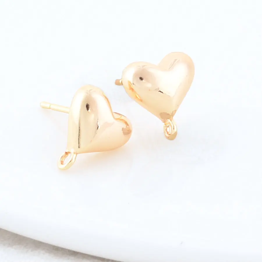 

6 шт, 10*10,5 мм, 14K позолоченные латунные серьги-гвоздики в форме сердца, высокое качество, сделай сам, искусственные аксессуары