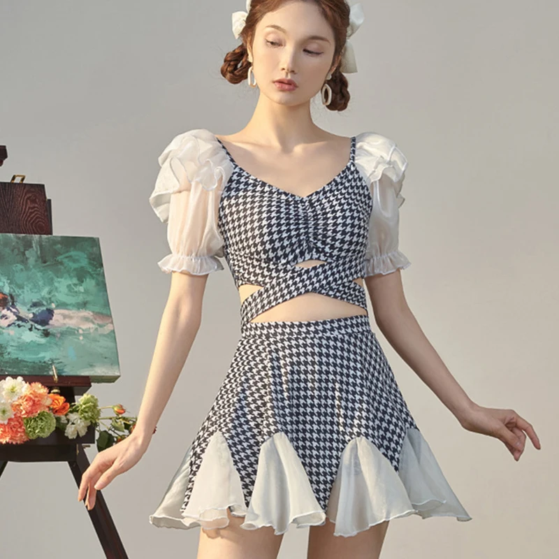 

Bikini Swimsuit Women Set Elegant New Korean Girls Padded Monokini Swimwear Summer Vacation Two Pieces Sexy Bikini Vintage New