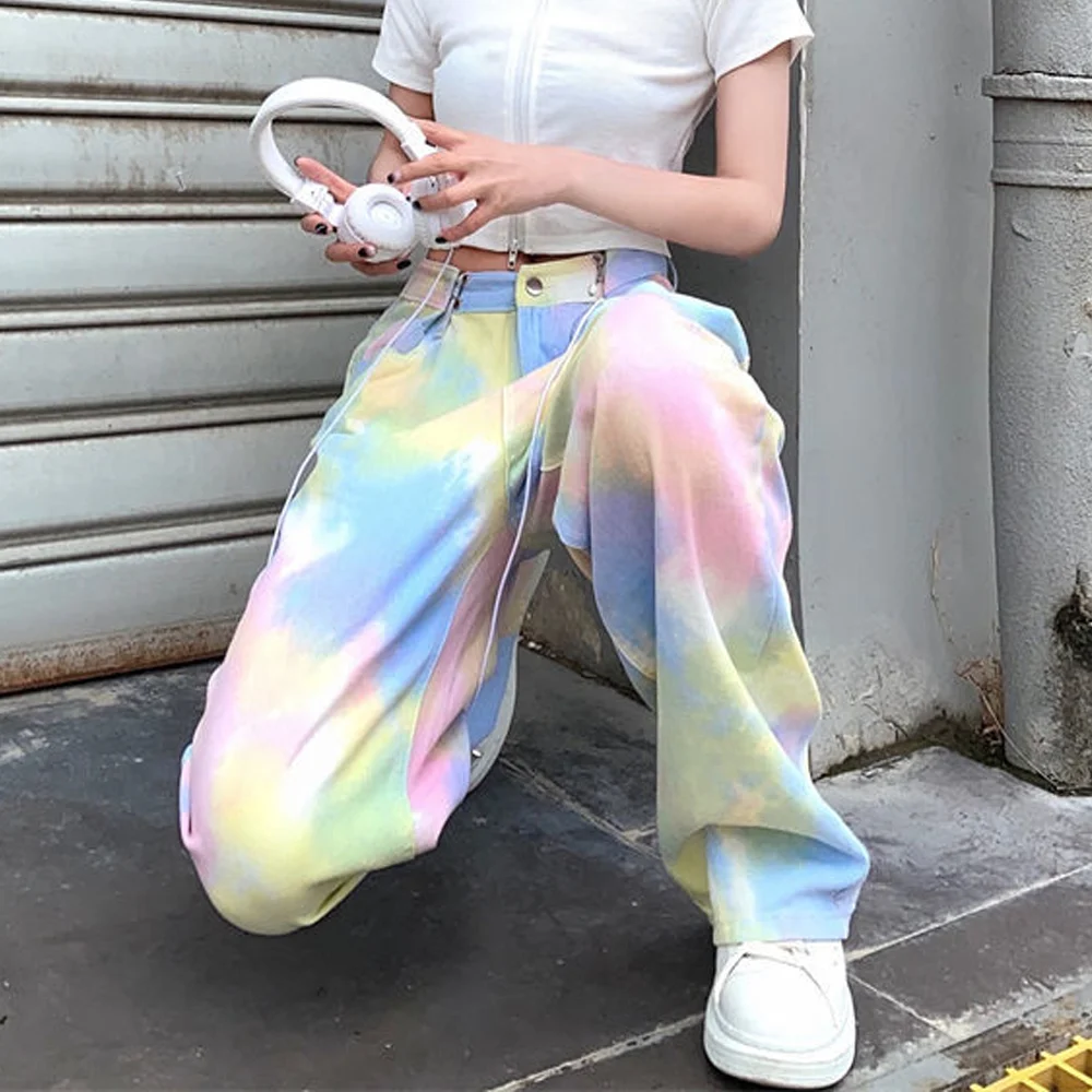 Fashion Rainbow Jeans Tie Dye 