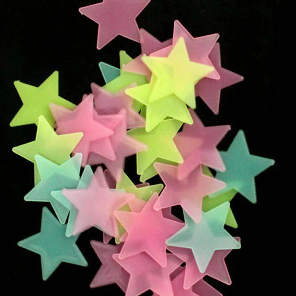 

100pcs Stickers Luminous Stars Fluorescent Exquisite Decorative Decals for Home Bedroom Wall