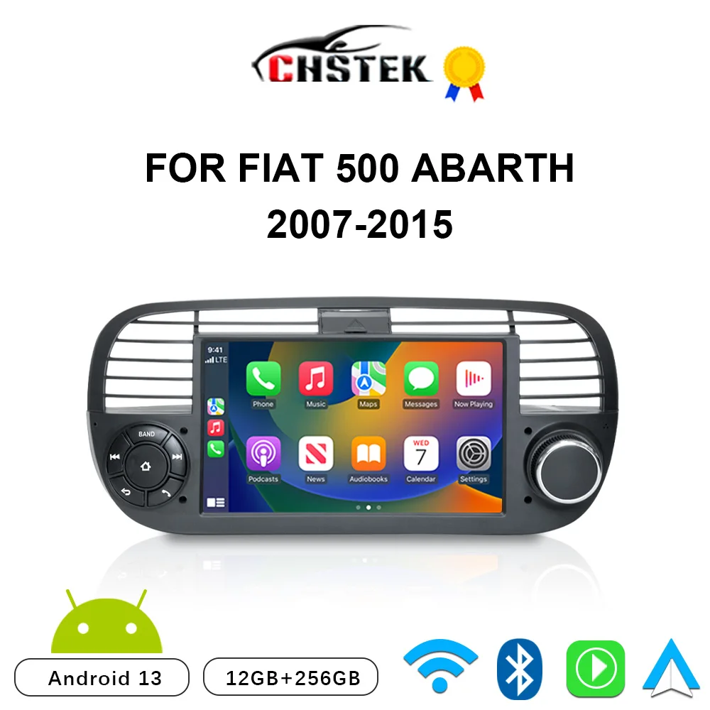 Автомобильный радиоприемник CHSTEK беспроводной Carplay Android 13 для Fiat 500 Abarth 2007-2015