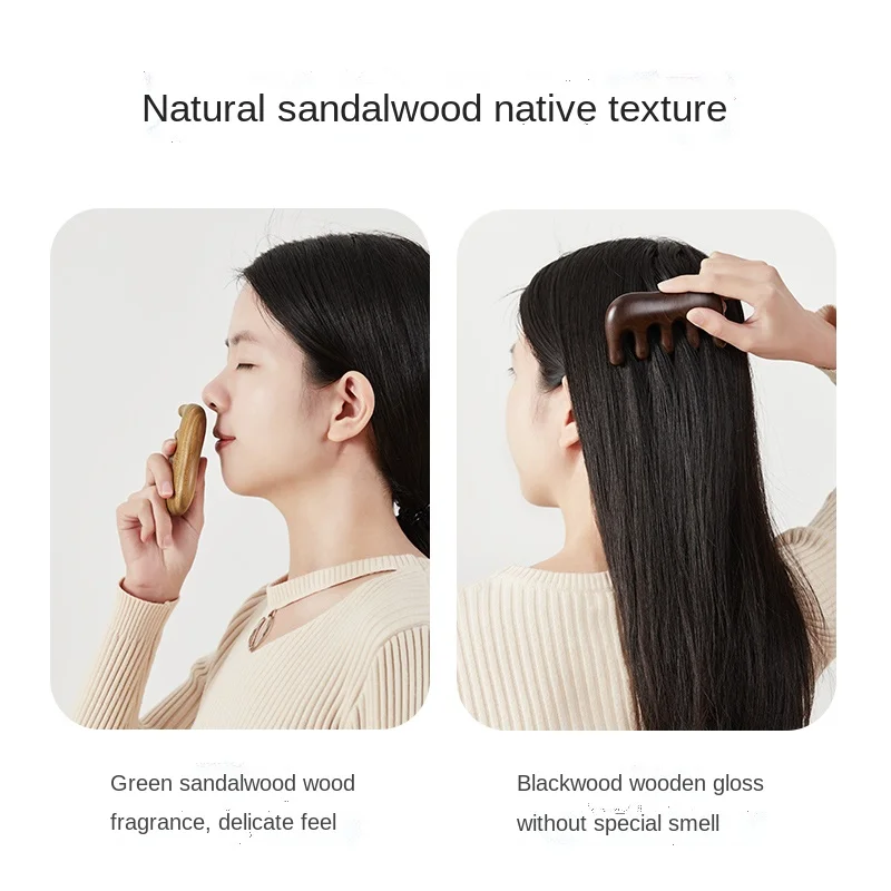 

Massage Comb Natural Green Sandalwood Comb Wide-Tooth Comb Household Meridian Comb for Head Neck and Shoulder Scraping