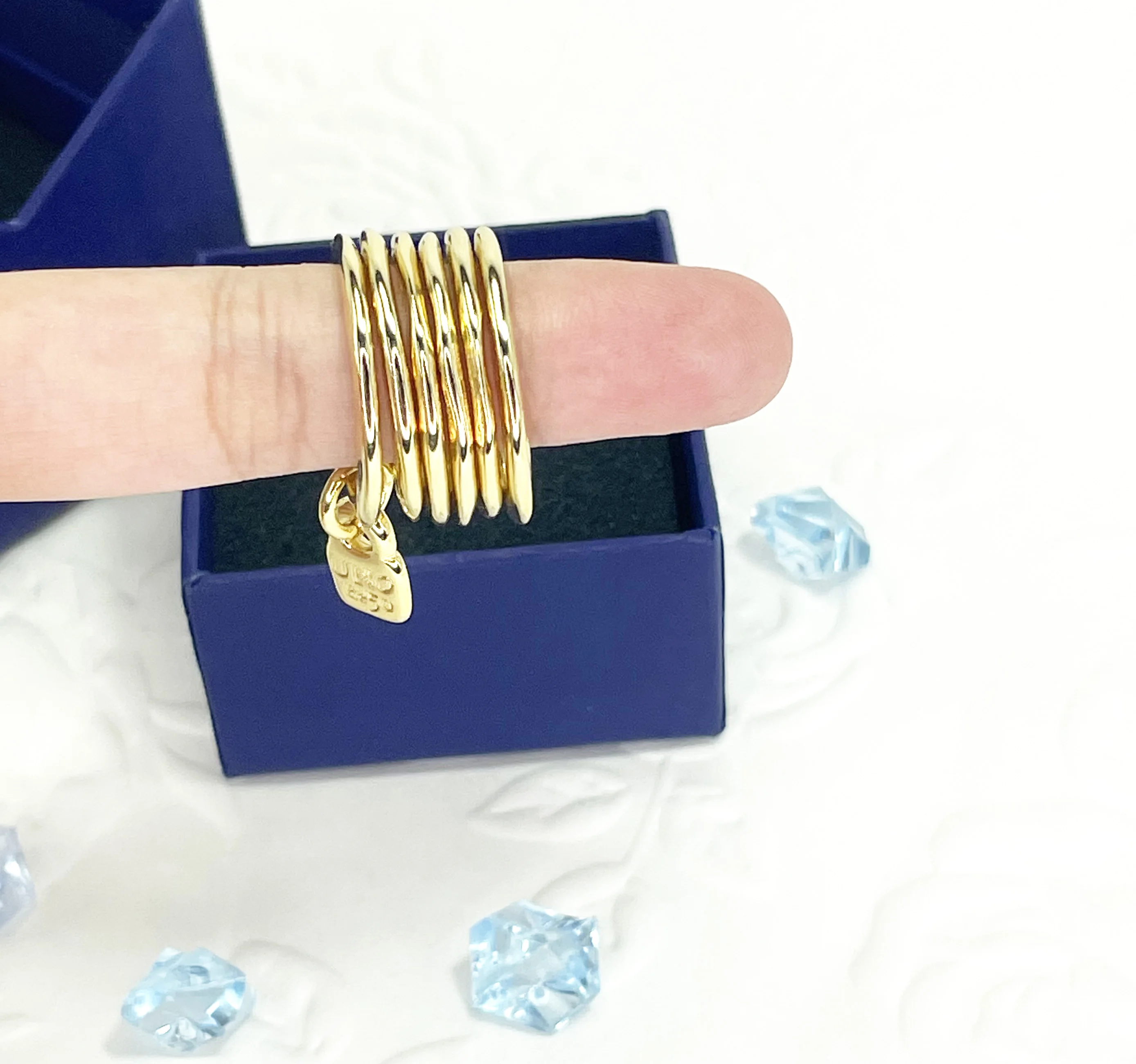 UNOde50 2023 Новое Европейское И Американское Трендовое Шестирядное Золотое Кольцо