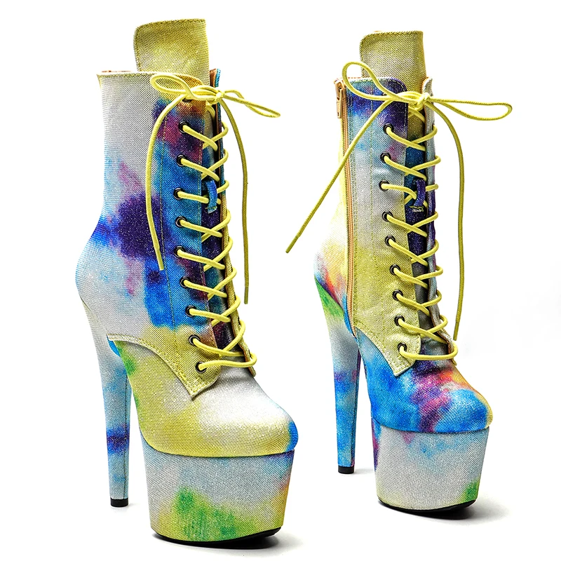 Leecabe 17CM/7inches  Pole dancing shoes Club Stripper Shoes Steel Tube Dancing High Heel platform boot 3B