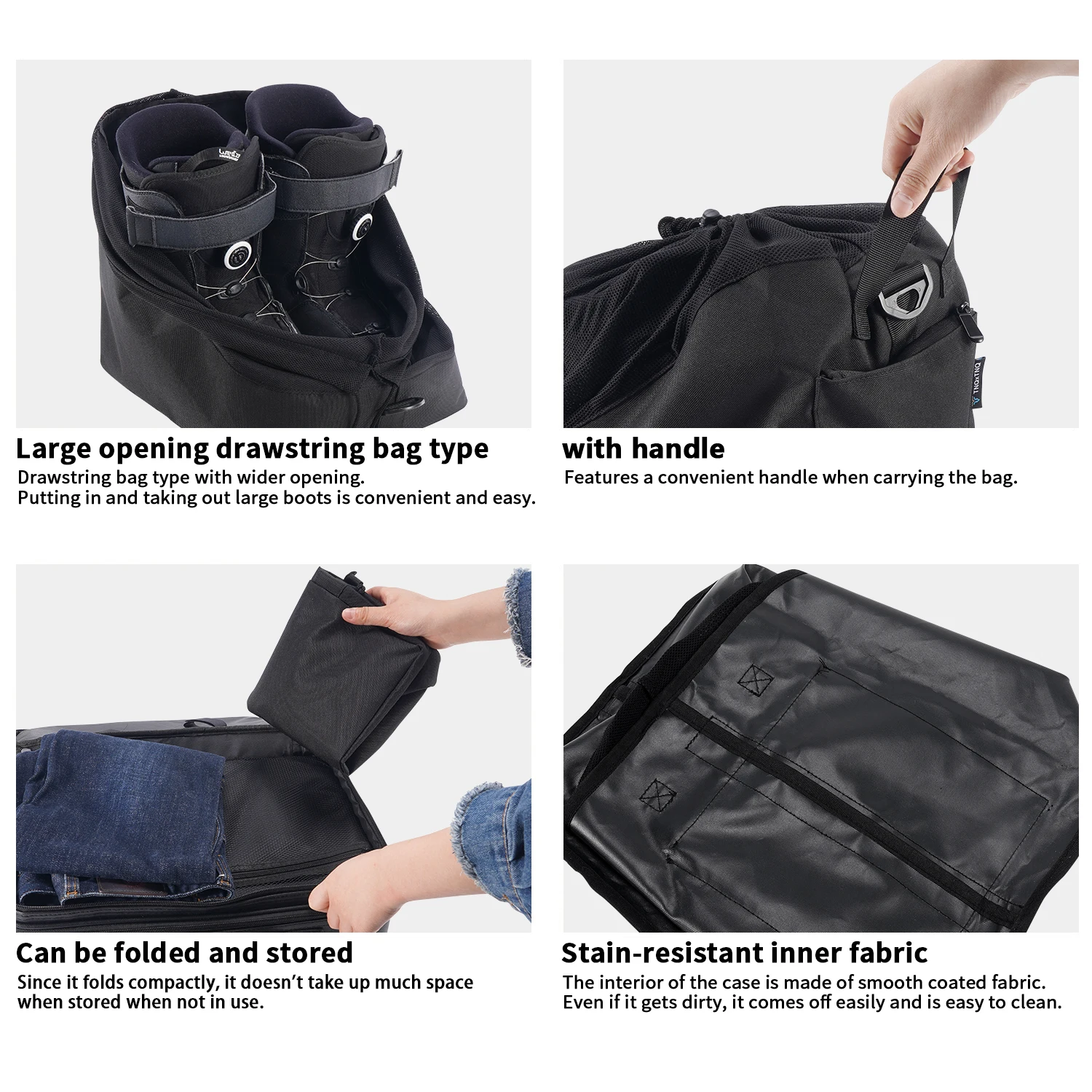 Черная сумка для хранения роликовых коньков спортивной лыжной обуви на открытом