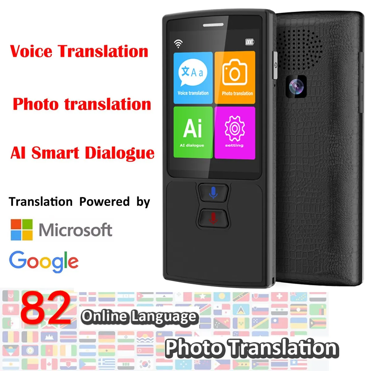 WiFi Translator 2.4 cala TFT 512M 4G dokładne podróże spotkanie biznesowe tłumacz tłumaczenie urządzenia biały  enlarge