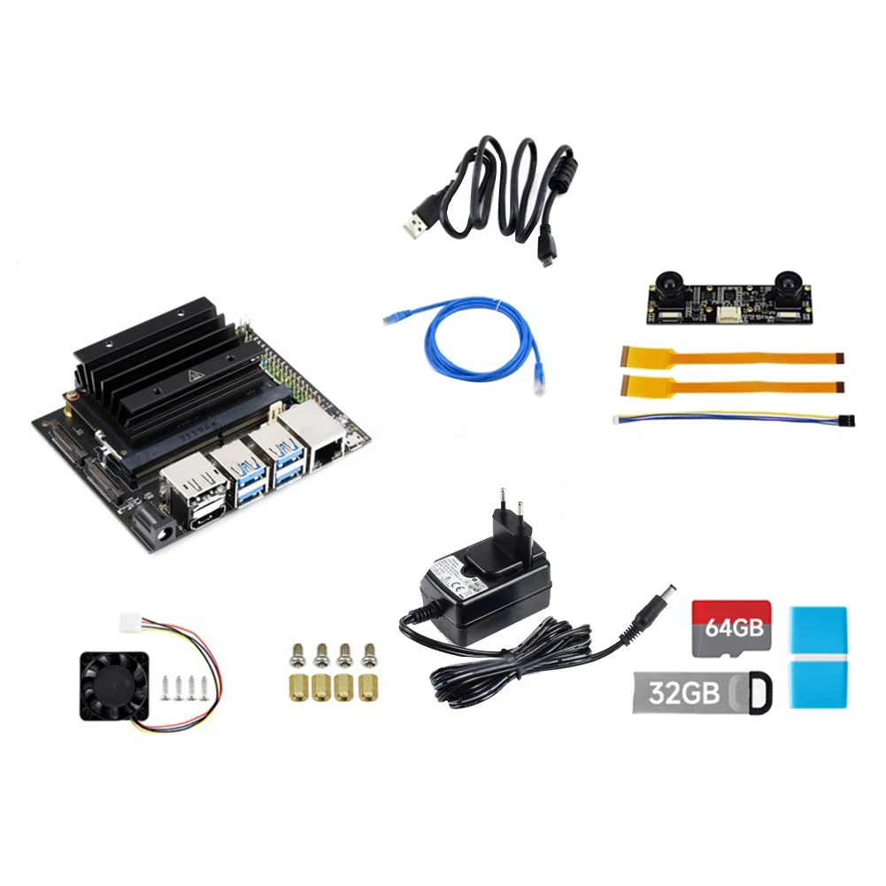 

4GB+16GB EMMC Developer Kit for Jetson Nano with Jetson Nano Core Board+Heat Sink+IMX219 Camera+Fan+USB Cable (EU Plug)