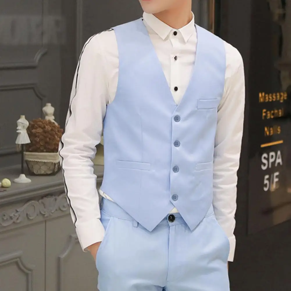 

Terrific Men Waistcoat Cardigan Waistcoat Symmetric Slim Spring Vest Single-breasted