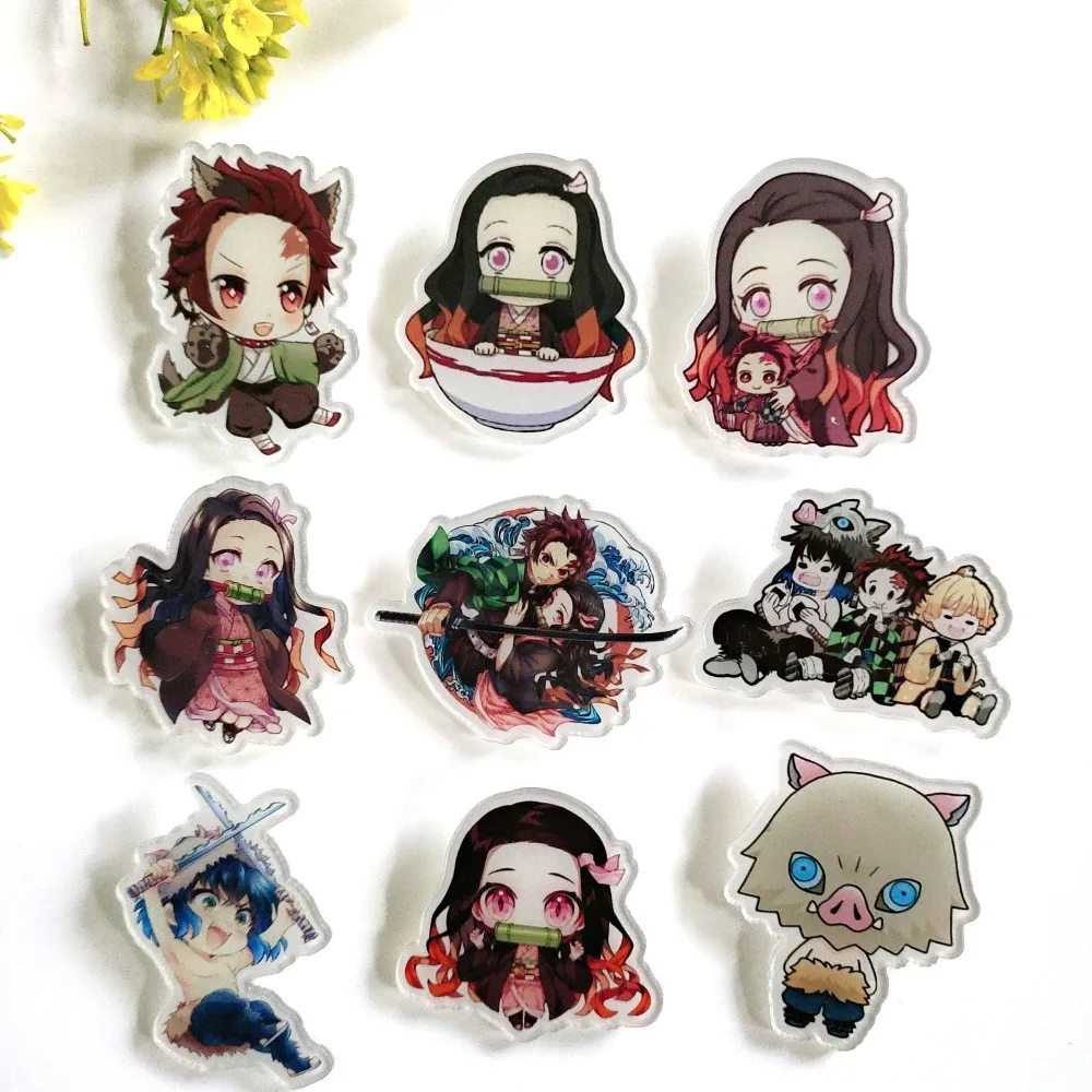 

Cartoon acrylic brooch Demon Slayer series badge necklace 2D animation peripheral accessories pendant mobile phone patch gift