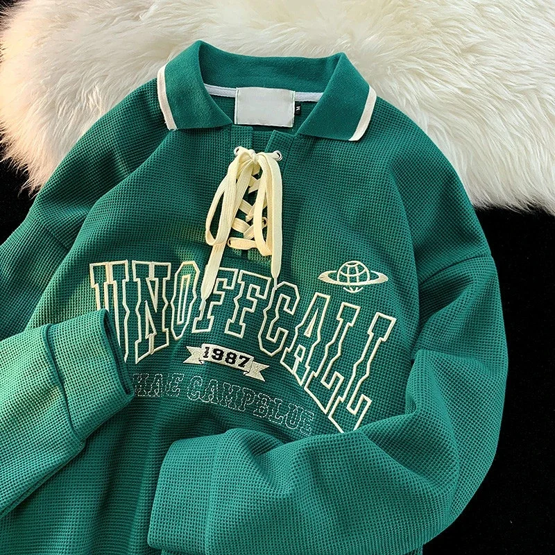 Женская хлопковая уличная куртка-поло с Вафельной вышивкой спортивная куртка