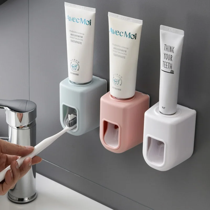 

Nordic Automatic Toothpaste Squeezer Bathroom Toilet Wall Free Punching Quantitative Extrusion Simple Lazy Toothpaste Holder