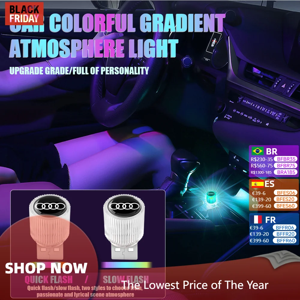 1 шт. портативная лампа для создания атмосферы маленькая USB-лампа Audi A3 A4 Q3 A7 TT Q7 S3
