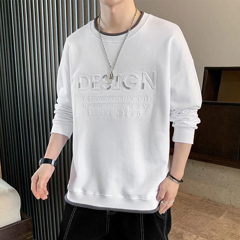 

Oversized Crewneck Sweatshirt Mens Fashion Long Sleeve Loose Pullover Casual Top Bottom Shirt Harajuku Tracksuit Men