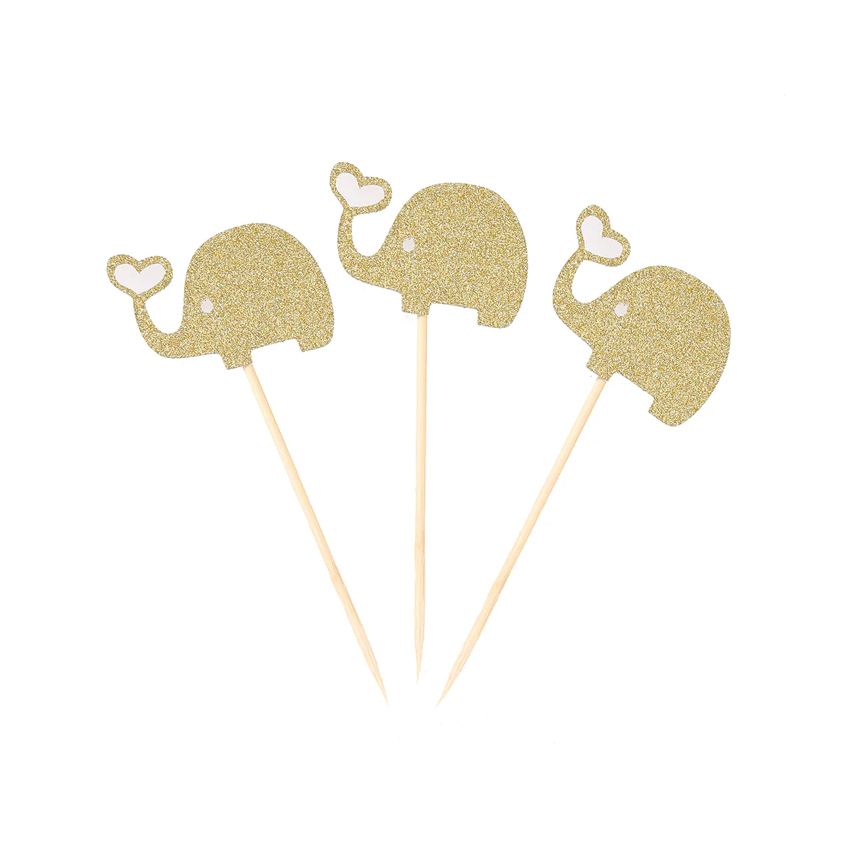 

Elephant Cupcake Toppers Heart Delicious Cupcake Picks Glitter Topper for Festival Party