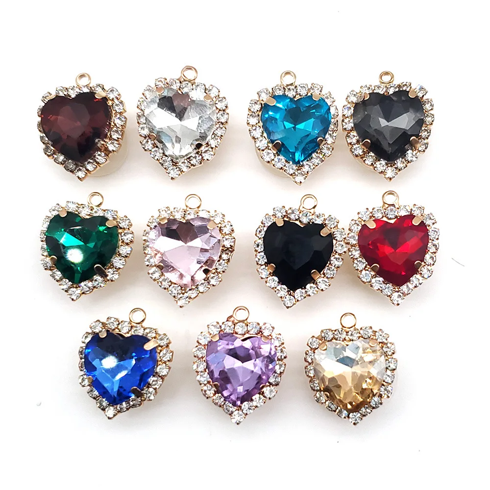 

1pcs Crystal Crocs Charms Multiple Colors Gem Decorations Accessories Heart Ornaments Fit Decor For Croc Bracelets Kids Gift
